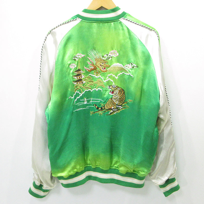 schott | ショット USED加工総刺繍スカジャン ブリーチ加工 タイガー 虎 スーベニアジャケット 782-5152008 グリーン サイズ：M【三重本店】