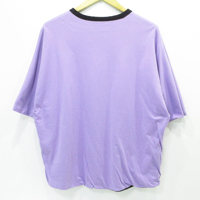 TIGHTBOOTH PRODUCTION | タイトブースプロダクション USED加工リバーシブル半袖Tシャツ ロゴプリント×胸ポケット ダメージ加工 半袖Ｔシャツ ブラック×パープル サイズ：M【三重本店】