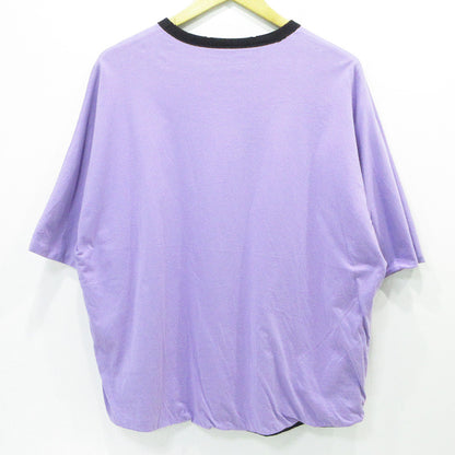 TIGHTBOOTH PRODUCTION | タイトブースプロダクション USED加工リバーシブル半袖Tシャツ ロゴプリント×胸ポケット ダメージ加工 半袖Ｔシャツ ブラック×パープル サイズ：M【三重本店】