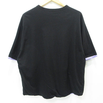 TIGHTBOOTH PRODUCTION | タイトブースプロダクション USED加工リバーシブル半袖Tシャツ ロゴプリント×胸ポケット ダメージ加工 半袖Ｔシャツ ブラック×パープル サイズ：M【三重本店】