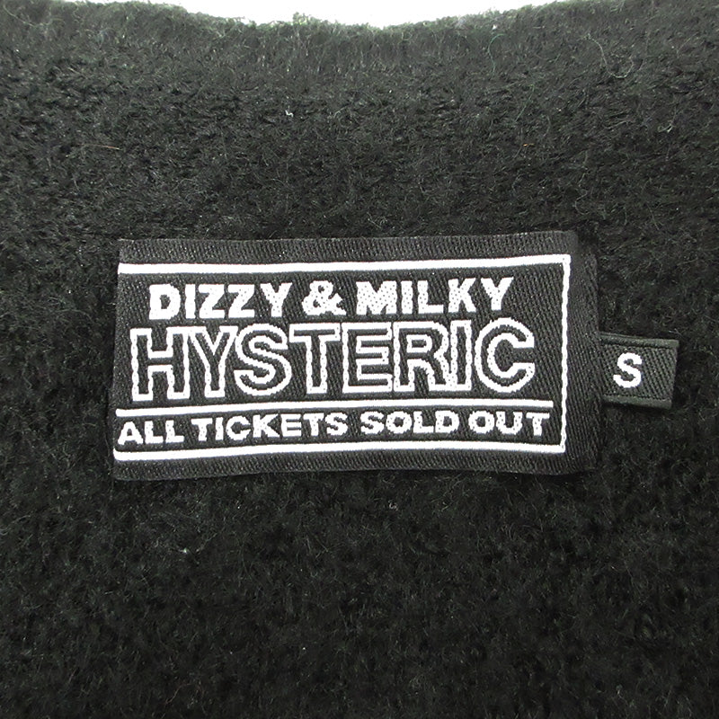 HYSTERIC GLAMOUR | ヒステリックグラマー DIZZY&MILKY ディジー＆ミルキー ウール・アルパカ混起毛長袖カーディガン カーディガン 02213ND04 ブラック サイズ：S【三重本店】
