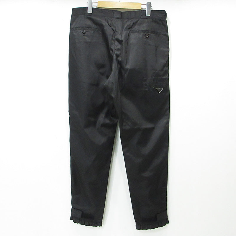 PRADA | プラダ Nylon Gabardine Trousers ナイロンギャバジントラウザー トライアングルロゴ 三角ロゴ パンツ SPG41 ブラック サイズ：50【三重本店】