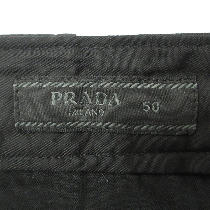 PRADA | プラダ Nylon Gabardine Trousers ナイロンギャバジントラウザー トライアングルロゴ 三角ロゴ パンツ SPG41 ブラック サイズ：50【三重本店】
