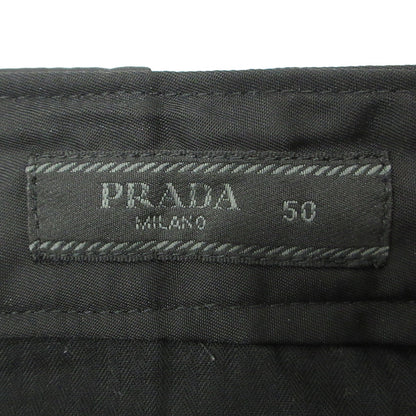 PRADA | プラダ Nylon Gabardine Trousers ナイロンギャバジントラウザー トライアングルロゴ 三角ロゴ パンツ SPG41 ブラック サイズ：50【三重本店】