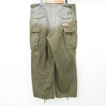SAPEur | サプール M-65 Re:MAKE CARGOPANTS リメイクカーゴパンツ USED加工 ダメージ加工 カーゴパンツ カーキグリーン×グレー サイズ：XL【三重本店】