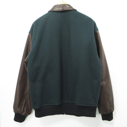 WACKOMARIA | ワコマリア LEATHER VARSITY JACKET TYPE-1 レザーバーシティジャケット カウレザー袖ロゴ刺繍ウールスタジャン スタジャン グリーン×ブラウン サイズ：XL【三重本店】