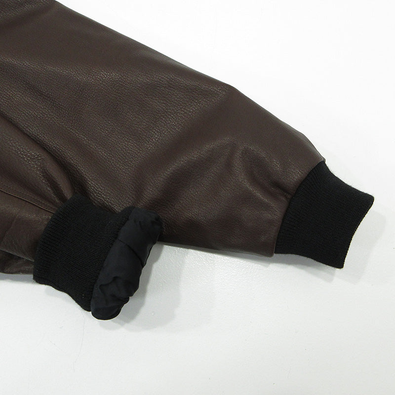 WACKOMARIA | ワコマリア LEATHER VARSITY JACKET TYPE-1 レザーバーシティジャケット カウレザー袖ロゴ刺繍ウールスタジャン スタジャン グリーン×ブラウン サイズ：XL【三重本店】