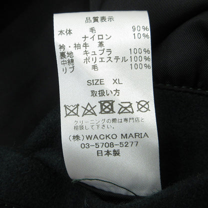 WACKOMARIA | ワコマリア LEATHER VARSITY JACKET TYPE-1 レザーバーシティジャケット カウレザー袖ロゴ刺繍ウールスタジャン スタジャン グリーン×ブラウン サイズ：XL【三重本店】
