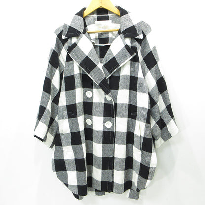 GRACE Class | グレース クラス ビックチェックL/Cコート 袖2WAY総柄ダブルボタンコート その他アウター 02221 69053-00 ブラック×ホワイト マルチカラー サイズ：36【三重本店】