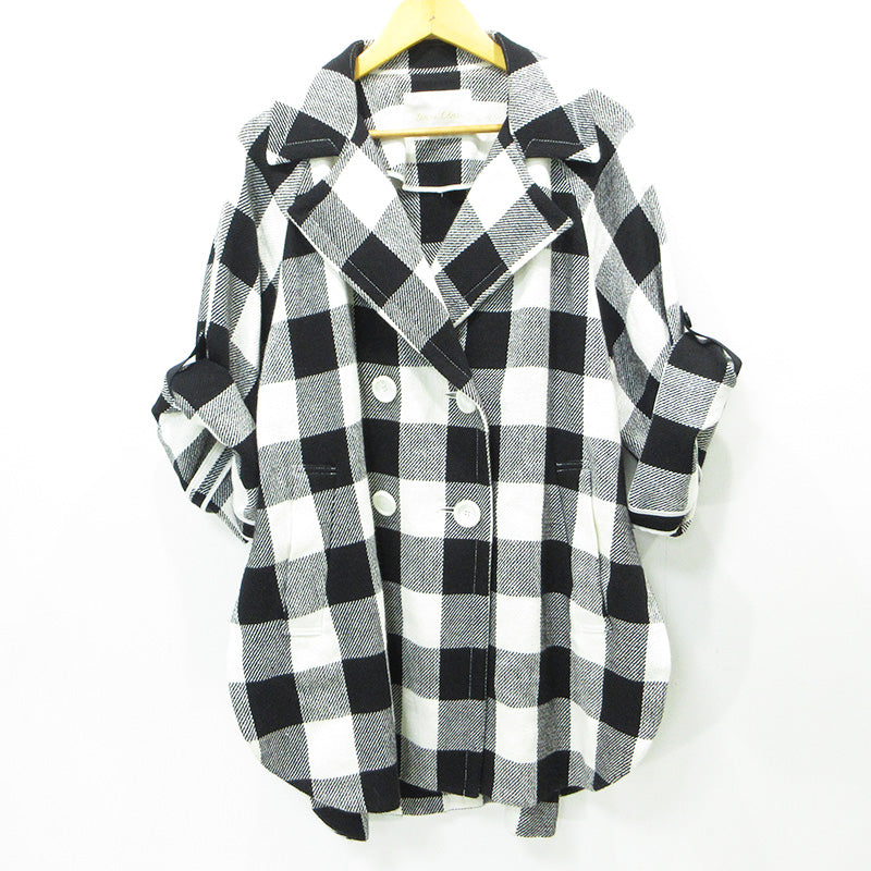 GRACE Class | グレース クラス ビックチェックL/Cコート 袖2WAY総柄ダブルボタンコート その他アウター 02221 69053-00 ブラック×ホワイト マルチカラー サイズ：36【三重本店】