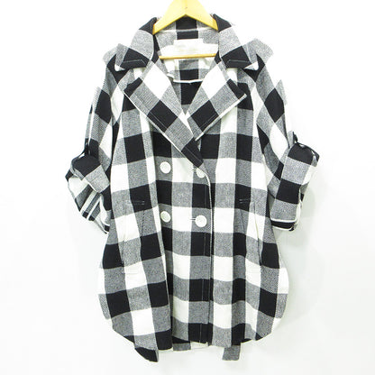 GRACE Class | グレース クラス ビックチェックL/Cコート 袖2WAY総柄ダブルボタンコート その他アウター 02221 69053-00 ブラック×ホワイト マルチカラー サイズ：36【三重本店】