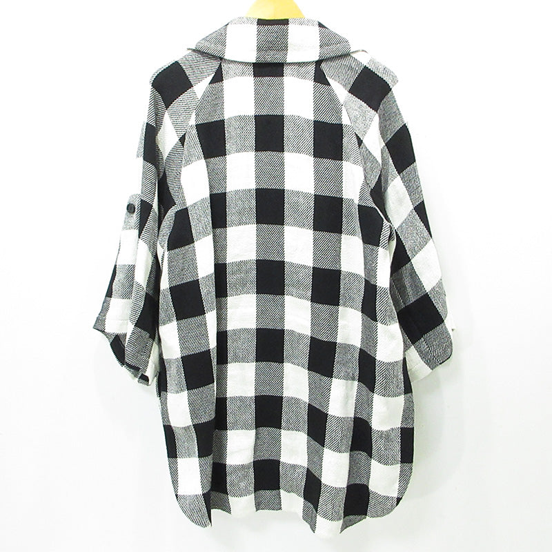 GRACE Class | グレース クラス ビックチェックL/Cコート 袖2WAY総柄ダブルボタンコート その他アウター 02221 69053-00 ブラック×ホワイト マルチカラー サイズ：36【三重本店】