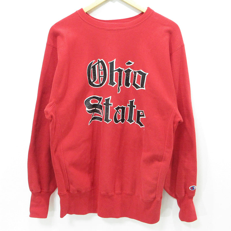 Champion | チャンピオン OHIO STATE オハイオステート REVERSE WEAVE リバースウィーブ 90's U.S.A.製 ロゴプリント長袖スウェットシャツ スウェット レッド サイズ：XL【三重本店】