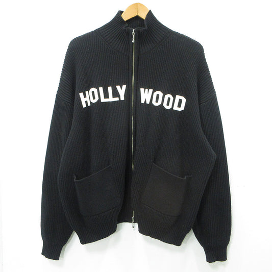 DAIRIKU | ダイリク HOLLYWOOD Drivers Knit ハリウッドドライバーズニットジャケット 24ss ロゴワッペンコットン長袖セータージャケット ニット 24SS K-6 ブラック サイズ：M【三重本店】