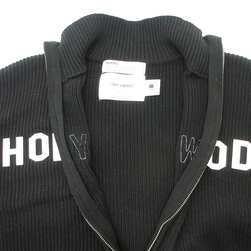 DAIRIKU | ダイリク HOLLYWOOD Drivers Knit ハリウッドドライバーズニットジャケット 24ss ロゴワッペンコットン長袖セータージャケット ニット 24SS K-6 ブラック サイズ：M【三重本店】