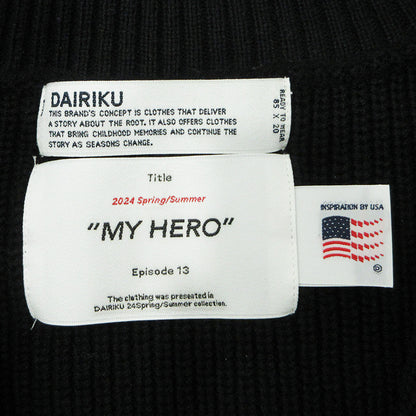 DAIRIKU | ダイリク HOLLYWOOD Drivers Knit ハリウッドドライバーズニットジャケット 24ss ロゴワッペンコットン長袖セータージャケット ニット 24SS K-6 ブラック サイズ：M【三重本店】
