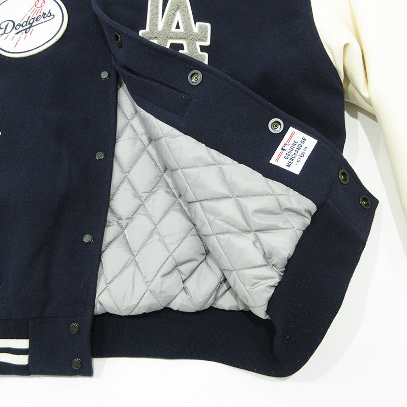 NEW ERA | ニューエラ × Dodgers ドジャーズ ヴァ―シティジャケット(バーシティジャケット) ロゴワッペン中綿ジャケット スタジャン ネイビー サイズ：表記サイズ(EU)【三重本店】
