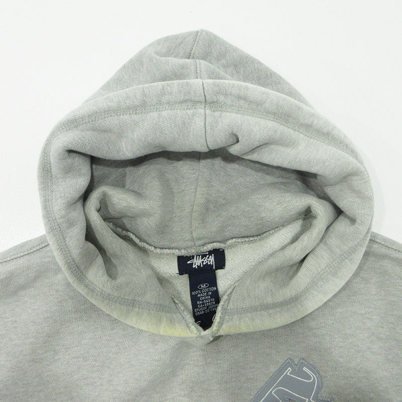 STUSSY | ステューシー ロゴワッペン長袖パーカー 裏起毛 紺タグ 90's パーカー グレー サイズ：M【三重本店】