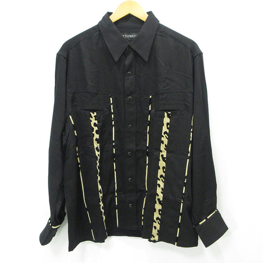 WACKOMARIA | ワコマリア WESTERN SHIRT ウエスタンシャツ 総柄ライン長袖シャツ アニマル柄 レオパード 長袖シャツ 24FW-WMS-WS03 ブラック サイズ：M【三重本店】