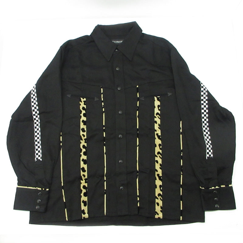 WACKOMARIA | ワコマリア WESTERN SHIRT ウエスタンシャツ 総柄ライン長袖シャツ アニマル柄 レオパード 長袖シャツ 24FW-WMS-WS03 ブラック サイズ：M【三重本店】