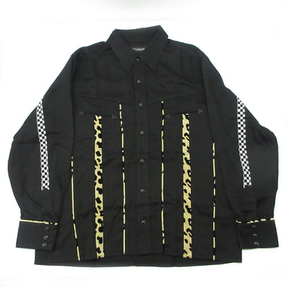 WACKOMARIA | ワコマリア WESTERN SHIRT ウエスタンシャツ 総柄ライン長袖シャツ アニマル柄 レオパード 長袖シャツ 24FW-WMS-WS03 ブラック サイズ：M【三重本店】
