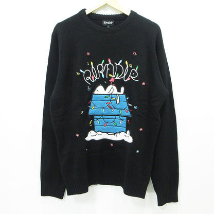 RIPNDIP | リップンディップ Nerm Christmas Light Up Knit Sweater ナームクリスマスライトアップニットセーター 猫イルミネーション長袖セーター 照明付き セーター ブラック サイズ：L【三重本店】