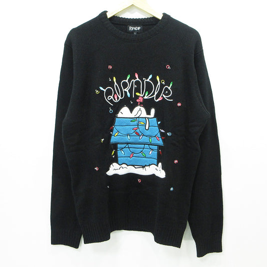 RIPNDIP | リップンディップ Nerm Christmas Light Up Knit Sweater ナームクリスマスライトアップニットセーター 猫イルミネーション長袖セーター 照明付き セーター ブラック サイズ：L【三重本店】