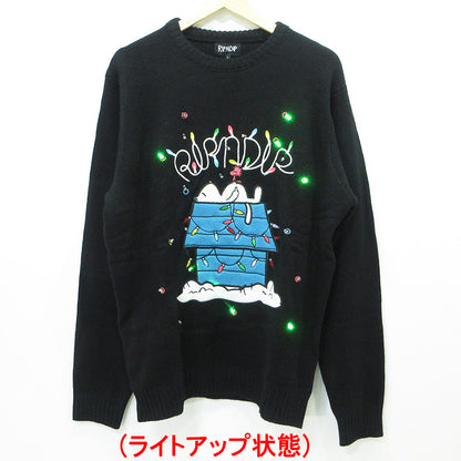 RIPNDIP | リップンディップ Nerm Christmas Light Up Knit Sweater ナームクリスマスライトアップニットセーター 猫イルミネーション長袖セーター 照明付き セーター ブラック サイズ：L【三重本店】