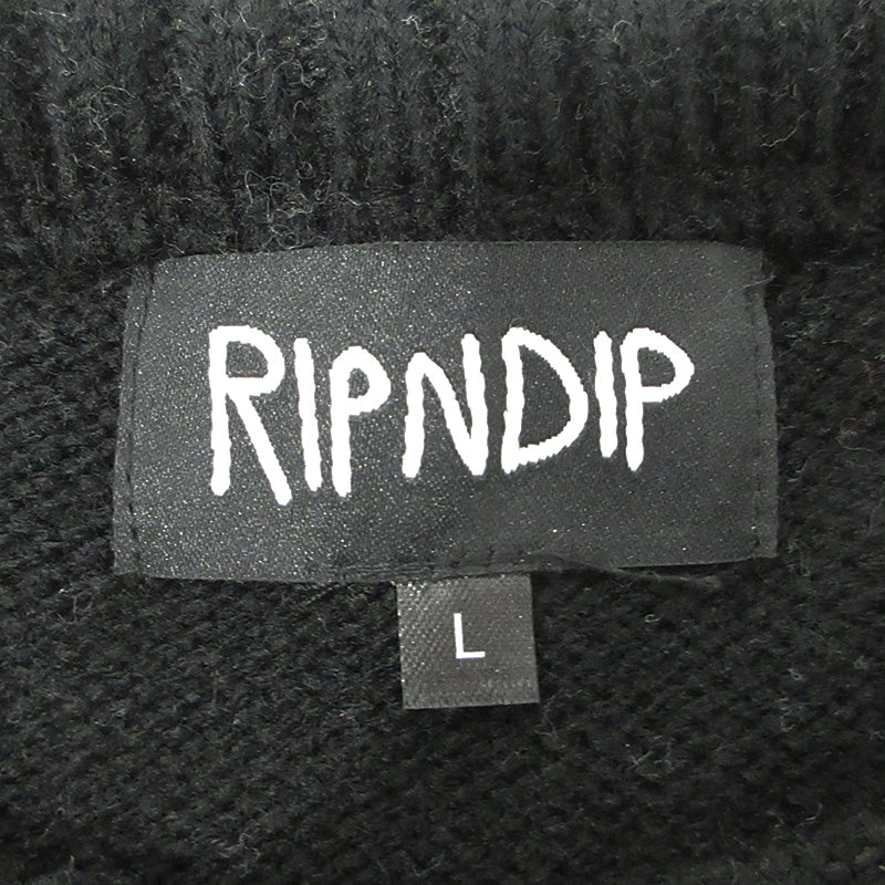 RIPNDIP | リップンディップ Nerm Christmas Light Up Knit Sweater ナームクリスマスライトアップニットセーター 猫イルミネーション長袖セーター 照明付き セーター ブラック サイズ：L【三重本店】