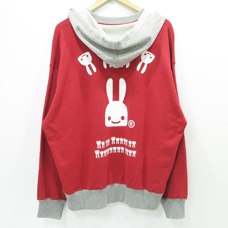 CUNE | キューン 後付けパーカー うさぎプリント パーカー ANFHD06RED レッド サイズ：3【三重本店】
