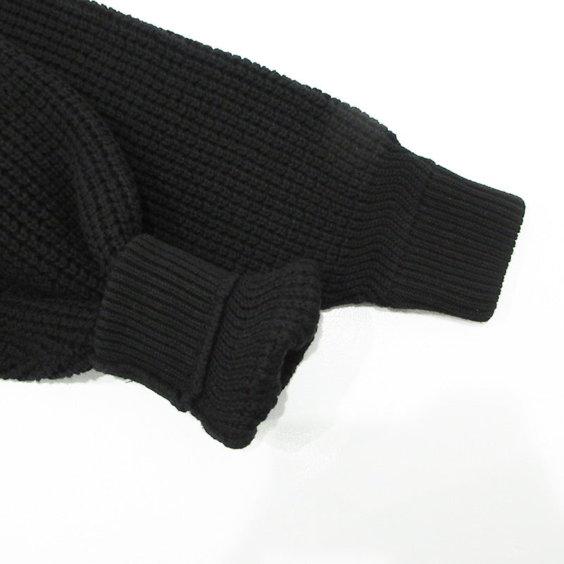 WIND AND SEA | ウィンダンシーウインダンシー Waffle Crewneck Knit Sweater ワッフルクルーネックニットセーター ロゴ刺繍長袖ニット ロゴメタルプレート セーター WDS-O-CLCS-25-Q3-KN-04 ブラック サイズ：L【三重本店】