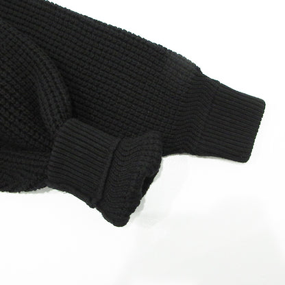 WIND AND SEA | ウィンダンシーウインダンシー Waffle Crewneck Knit Sweater ワッフルクルーネックニットセーター ロゴ刺繍長袖ニット ロゴメタルプレート セーター WDS-O-CLCS-25-Q3-KN-04 ブラック サイズ：L【三重本店】