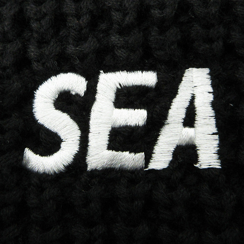 WIND AND SEA | ウィンダンシーウインダンシー Waffle Crewneck Knit Sweater ワッフルクルーネックニットセーター ロゴ刺繍長袖ニット ロゴメタルプレート セーター WDS-O-CLCS-25-Q3-KN-04 ブラック サイズ：L【三重本店】