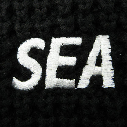 WIND AND SEA | ウィンダンシーウインダンシー Waffle Crewneck Knit Sweater ワッフルクルーネックニットセーター ロゴ刺繍長袖ニット ロゴメタルプレート セーター WDS-O-CLCS-25-Q3-KN-04 ブラック サイズ：L【三重本店】