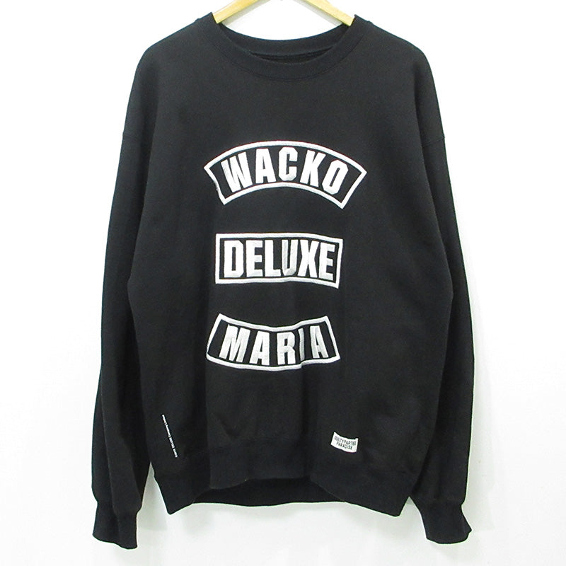 WACKOMARIA | ワコマリア × DELUXE デラックス ロゴ刺繍長袖スウェットシャツ 24ss スウェット 24SDWM2000 ブラック サイズ：L【三重本店】