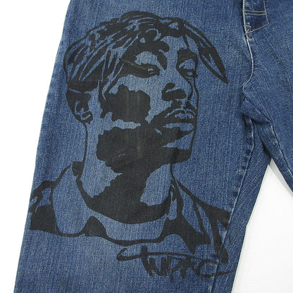 MAKAVELI | マキャヴェリ(マキャベリ) 2PAC トゥパック(ツーパック) ペイントジップフライデニムパンツ デニムパンツ ブルー サイズ：40【三重本店】