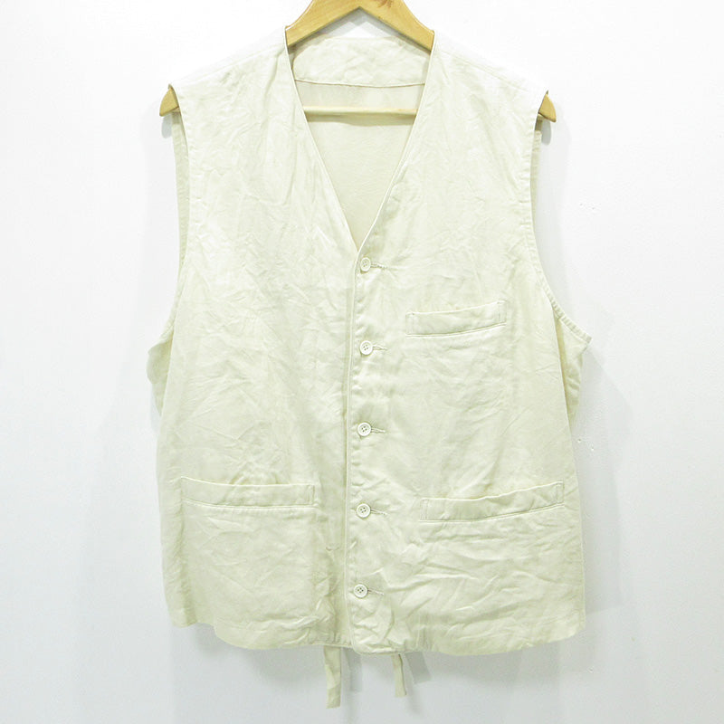 PORTER CLASSIC | ポータークラシック LINEN CLASSIC VEST リネンクラッシックベスト ベスト ホワイト系 ライトベージュ アイボリー 生成り サイズ：XL【三重本店】