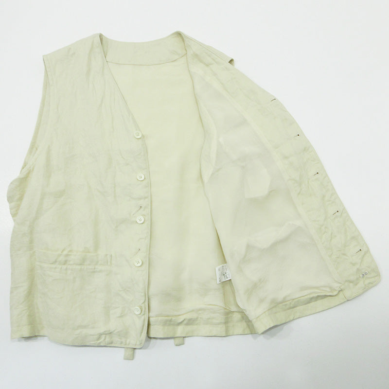 PORTER CLASSIC | ポータークラシック LINEN CLASSIC VEST リネンクラッシックベスト ベスト ホワイト系 ライトベージュ アイボリー 生成り サイズ：XL【三重本店】