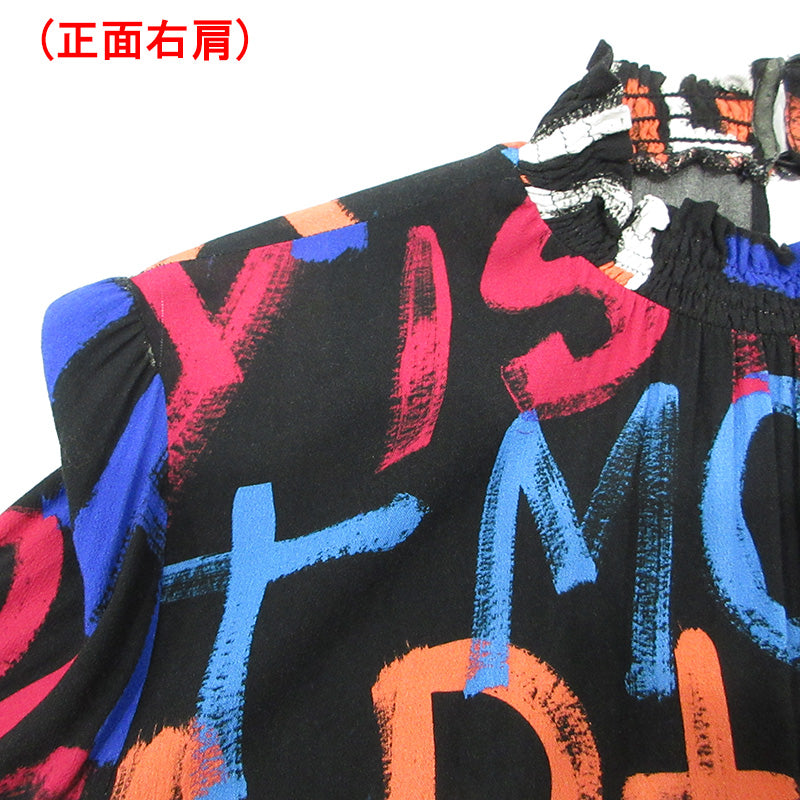 Desigual | デジグアル メッセージショートチュニックワンピース 総柄 ロゴプリント ワンピース 22WWVW10 ブラック マルチカラー サイズ：XL【三重本店】