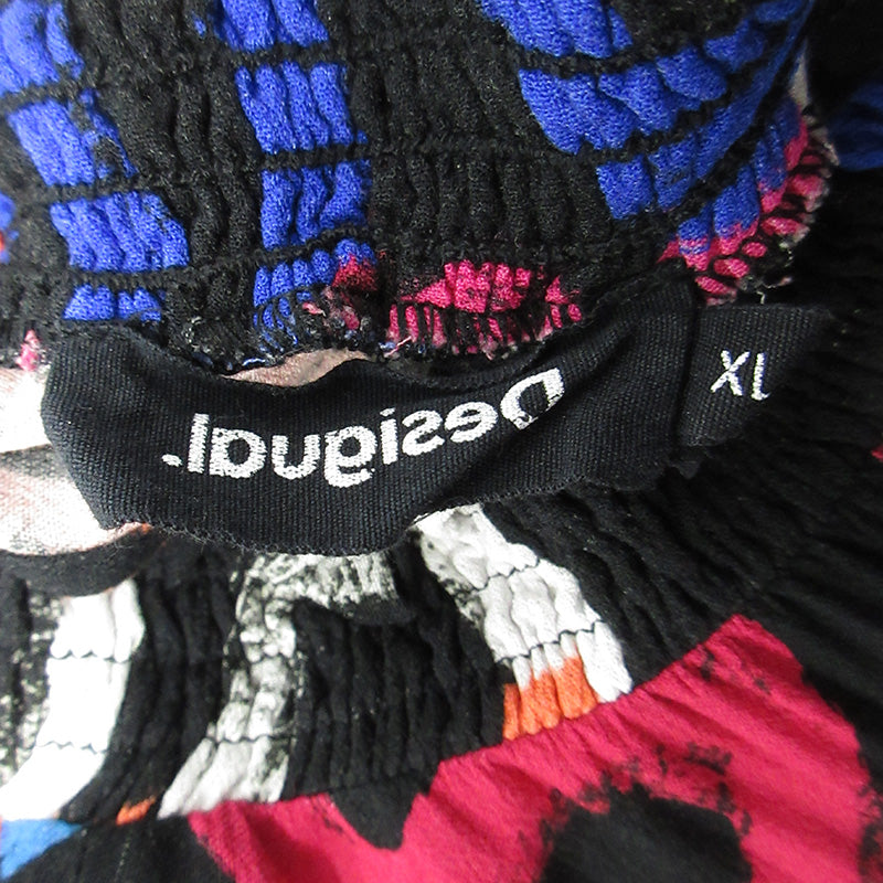Desigual | デジグアル メッセージショートチュニックワンピース 総柄 ロゴプリント ワンピース 22WWVW10 ブラック マルチカラー サイズ：XL【三重本店】