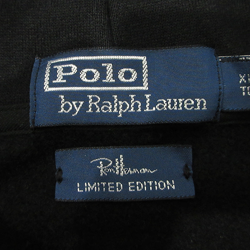 RALPH LAUREN | ラルフローレン × RON HERMAN ロンハーマン別注 SWEAT HOODIE ロゴ刺繍スウェットフーディー バックプリント裏起毛長袖パーカー パーカー 710891321002 ブラック サイズ：XL【三重本店】