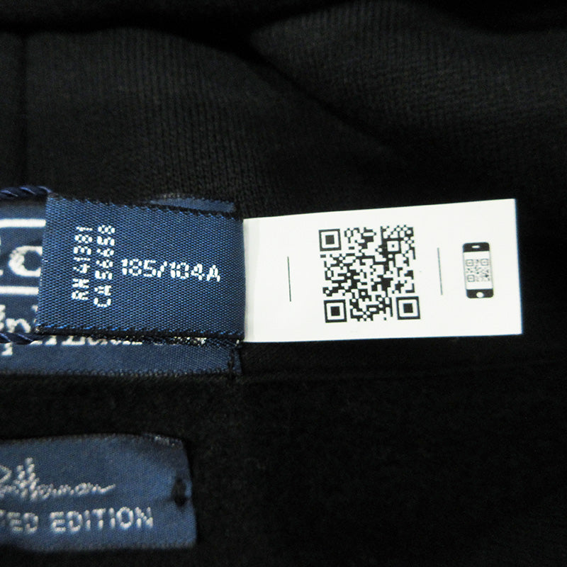 RALPH LAUREN | ラルフローレン × RON HERMAN ロンハーマン別注 SWEAT HOODIE ロゴ刺繍スウェットフーディー バックプリント裏起毛長袖パーカー パーカー 710891321002 ブラック サイズ：XL【三重本店】