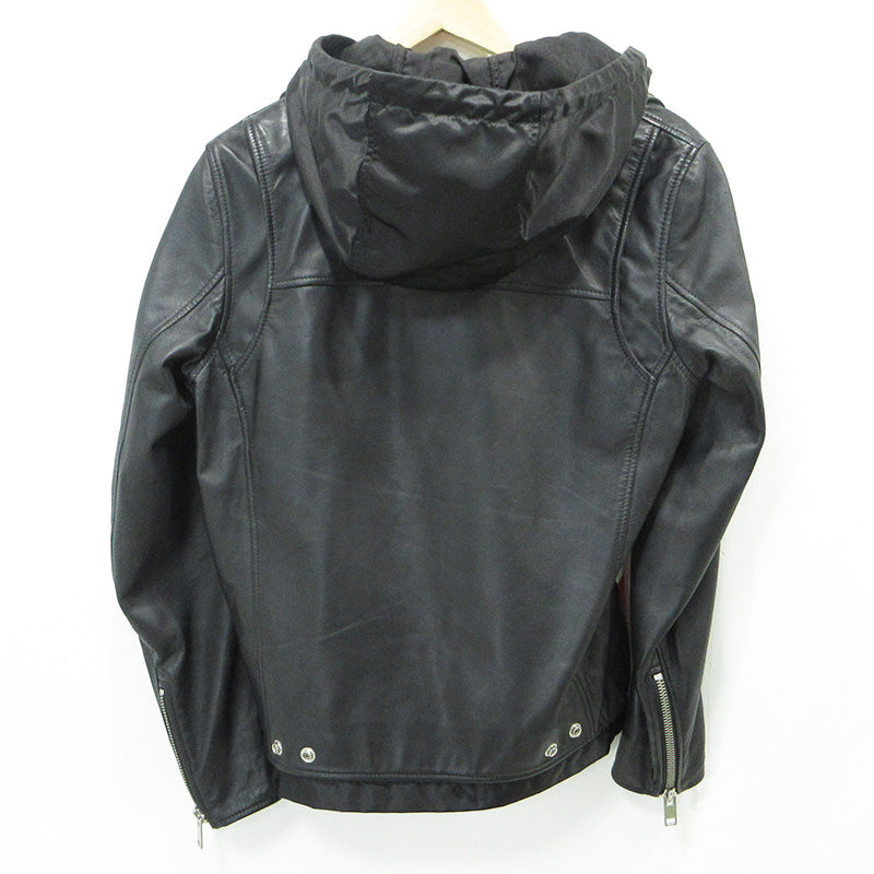 DIESEL | ディーゼル SOLOVE シープスキンダブルライダースレザージャケット 襟3WAYロゴワッペンレザージャケット レザー 00SUDC-L-SOLOVE-OJAUW ブラック サイズ：S【三重本店】