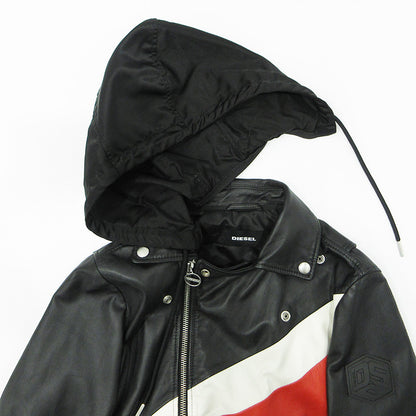 DIESEL | ディーゼル SOLOVE シープスキンダブルライダースレザージャケット 襟3WAYロゴワッペンレザージャケット レザー 00SUDC-L-SOLOVE-OJAUW ブラック サイズ：S【三重本店】
