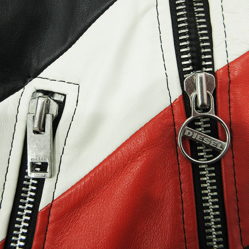 DIESEL | ディーゼル SOLOVE シープスキンダブルライダースレザージャケット 襟3WAYロゴワッペンレザージャケット レザー 00SUDC-L-SOLOVE-OJAUW ブラック サイズ：S【三重本店】