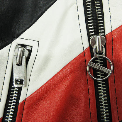 DIESEL | ディーゼル SOLOVE シープスキンダブルライダースレザージャケット 襟3WAYロゴワッペンレザージャケット レザー 00SUDC-L-SOLOVE-OJAUW ブラック サイズ：S【三重本店】