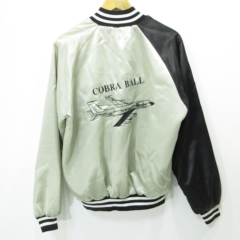 Lee | リー COBRA BALLスタジャン バックプリント中綿ナイロンジャケット コブラボール U.S.A.製 M.R.なしタグ スタジャン ライトグレー シルバー サイズ：L【三重本店】