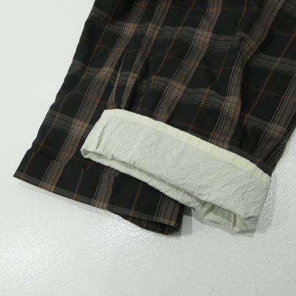 PLAID 2-TUCK TAPERED SLACKS パンツ FU-V-PT003 ブラック×ブラウン サイズ：36【三重本店】