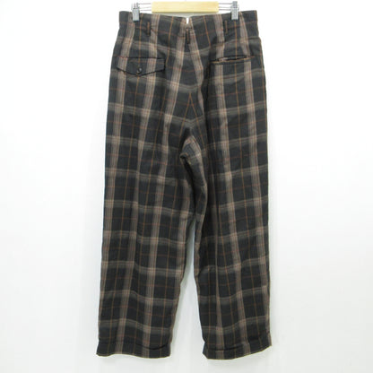 PLAID 2-TUCK TAPERED SLACKS パンツ FU-V-PT003 ブラック×ブラウン サイズ：36【三重本店】