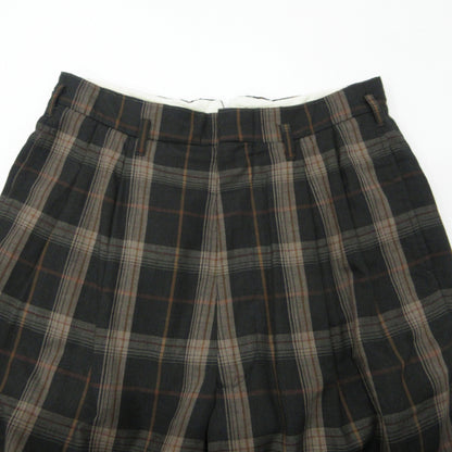 PLAID 2-TUCK TAPERED SLACKS パンツ FU-V-PT003 ブラック×ブラウン サイズ：36【三重本店】